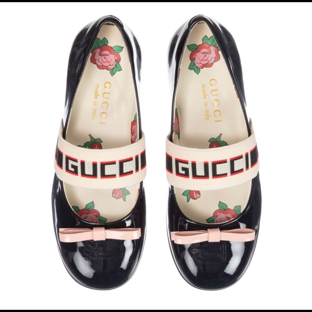 Gucci logo ballerina flats with bow